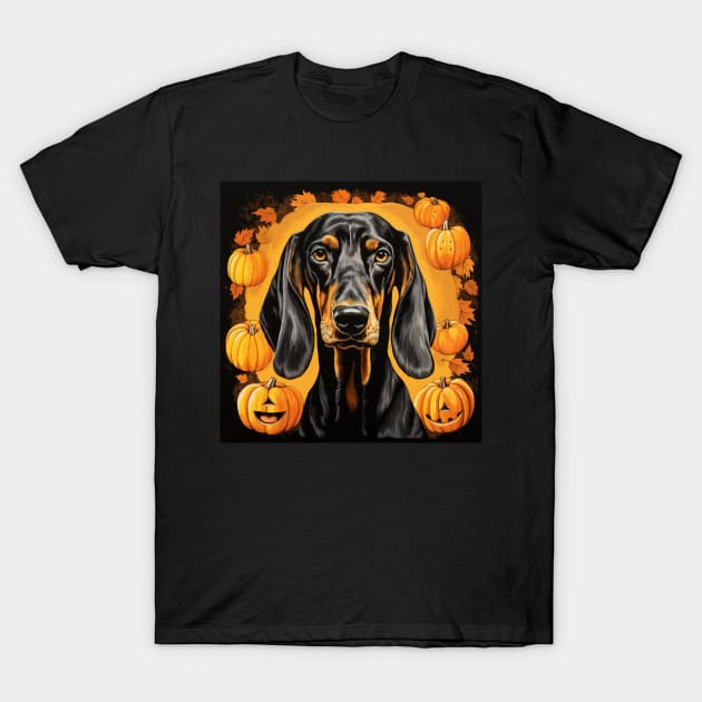 Black and Tan Coonhound Dog Halloween T-Shirt by NatashaCuteShop